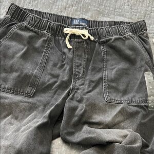 GAP Super Soft Pull On Barrel Jeans Pants sz XL 16 Black Wash NWT Elastic Waist